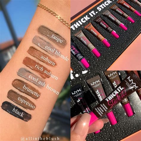 nyx thick it stick it swatches